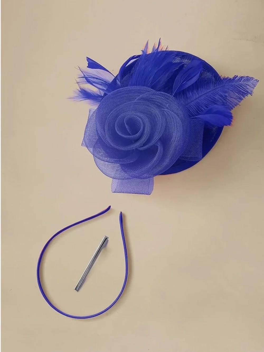 Kentucky Derby Hat Fascinator | Sinamay Floral Feather Cocktail Headpiece Church